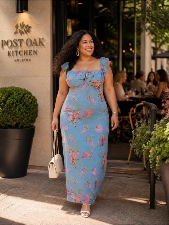 wild fable Dresses & Skirts - NWT Blue Floral Empire Waist Flounce Sleeve Maxi Dress Size 4X